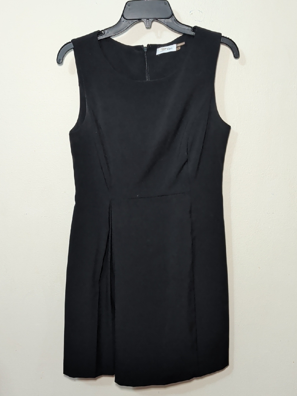 Calvin Klein Black Sleeveless Sheath Dress Pleated Skirt Office Women's Size 10P